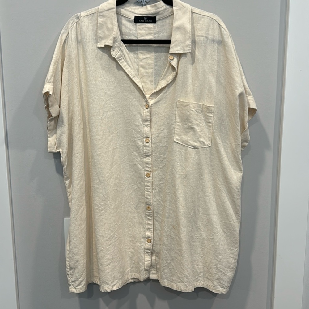 Rae Mode Linen Short Sleeve Button Down Shirt